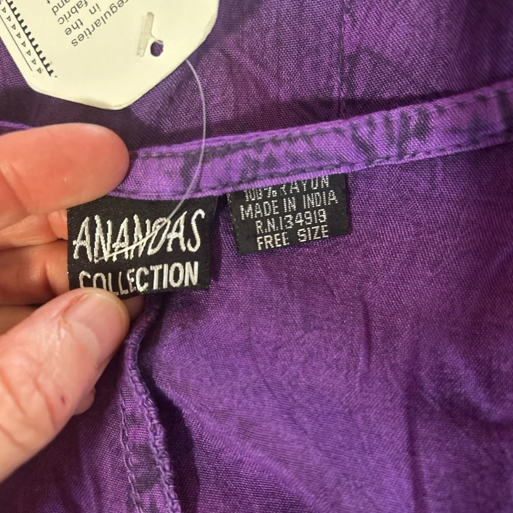 Ananda’s Collection Purple Embroidered Tunic Dress Boho lagenlook beach coverup - Picture 10 of 11